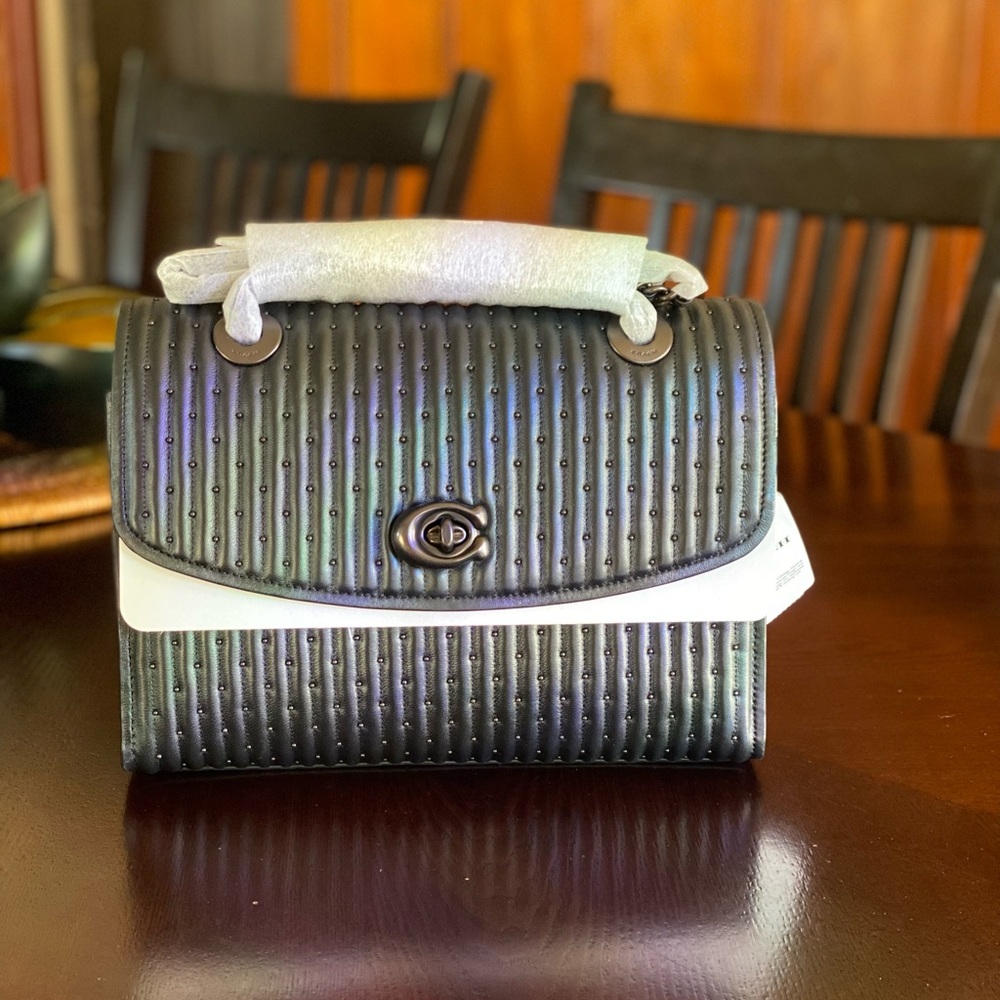 COACH PARKER HANDBAG WITH QUILTING AND RIVETS